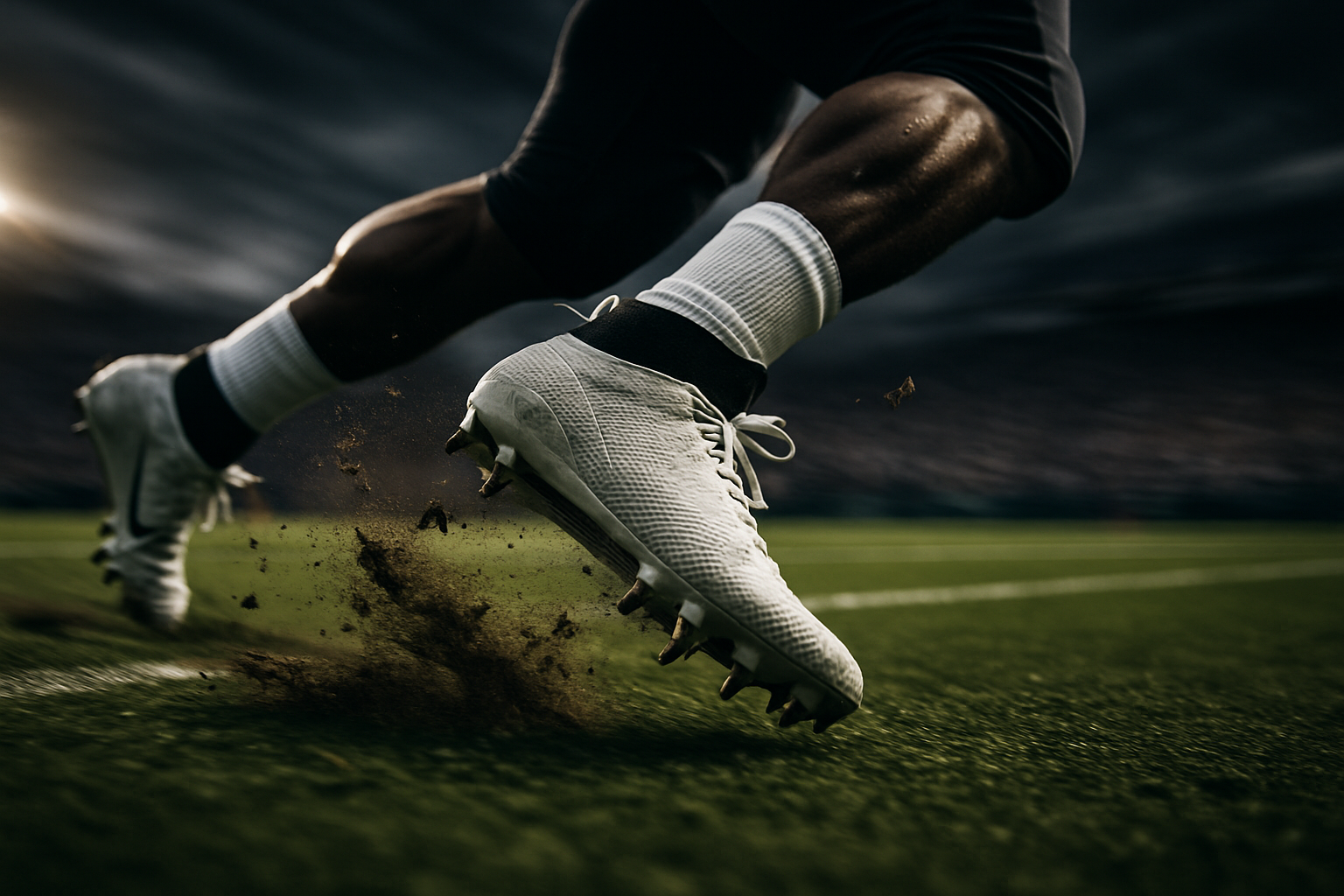 an action shot of gridiron cleats in motion